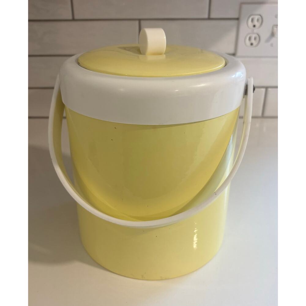 Vintage MCM Pale Yellow Ice Bucket Georges Briard